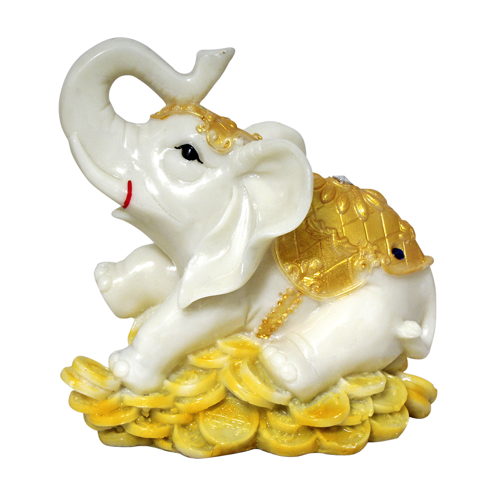 White Marble Look Elephant Statue