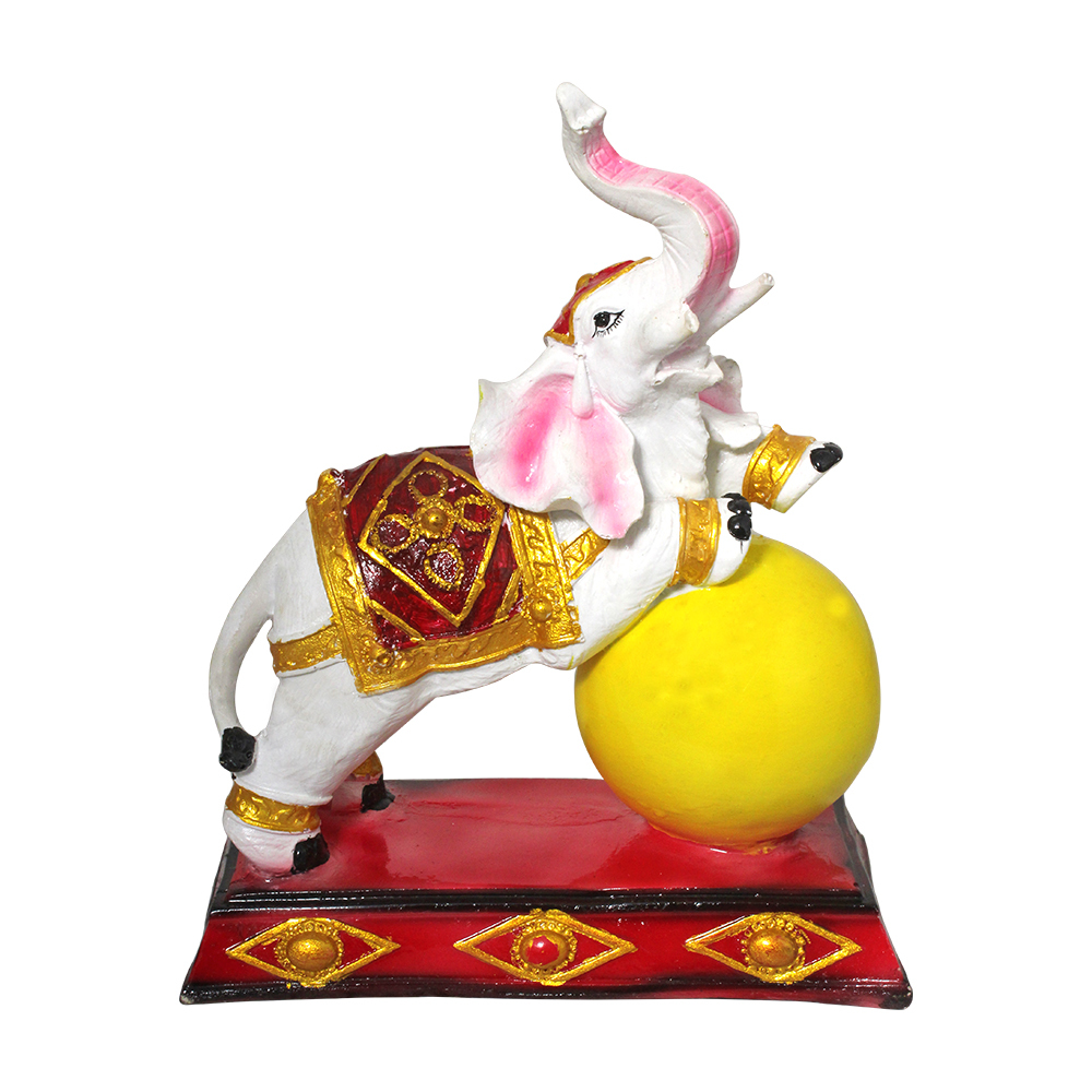 White Marble Look Elephant Statue