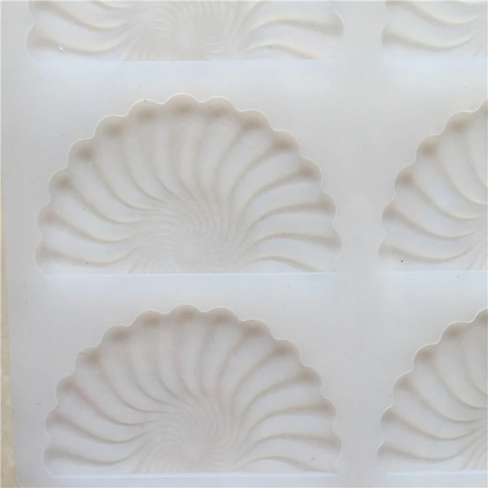 10 Cavity Ruffle Fan Shape Chocolate Garnishing Mould - Silicone Material, 20 X 13 X 0.3 Cm Dimensions, White Shade | Kitchen Silicone Chocolate Mould, 50 Gms Weight