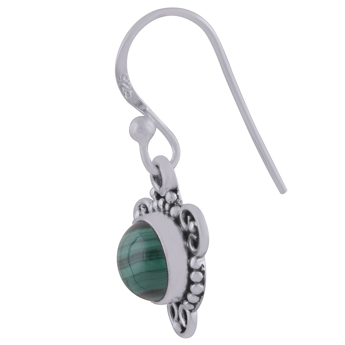 Malachite Natural Gemstone 925 Sterling Solid Silver Round Cabochon Handmade Earrings Size: Length: 27 Mm X Width: 13 Mm