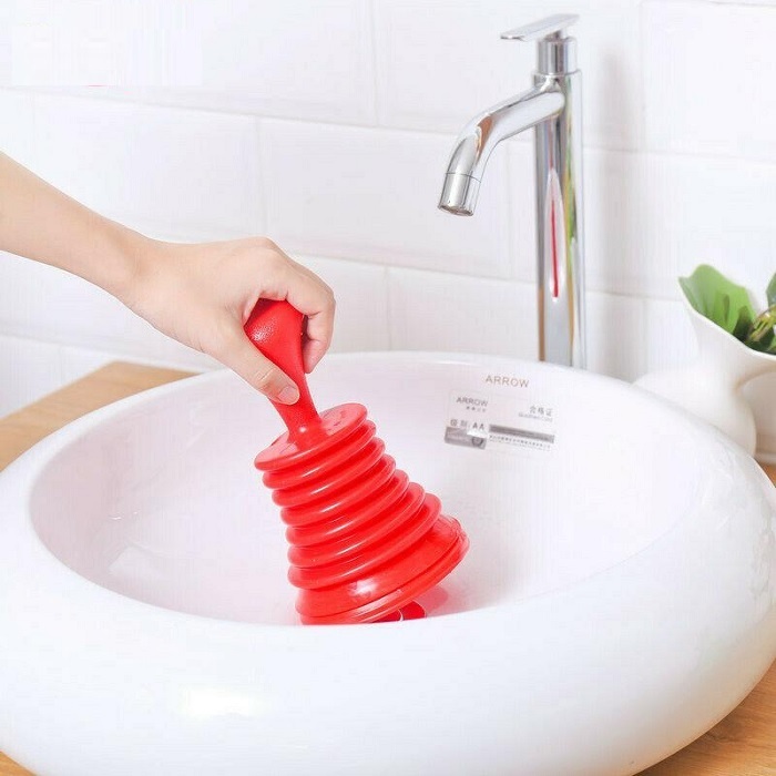 Handy Drain Cleaning Pump - Plastic & Silicone, 10.5 X 10.5 X 18 Cm | Ideal For Kitchen Use, Lightweight Design, Random Shade Options