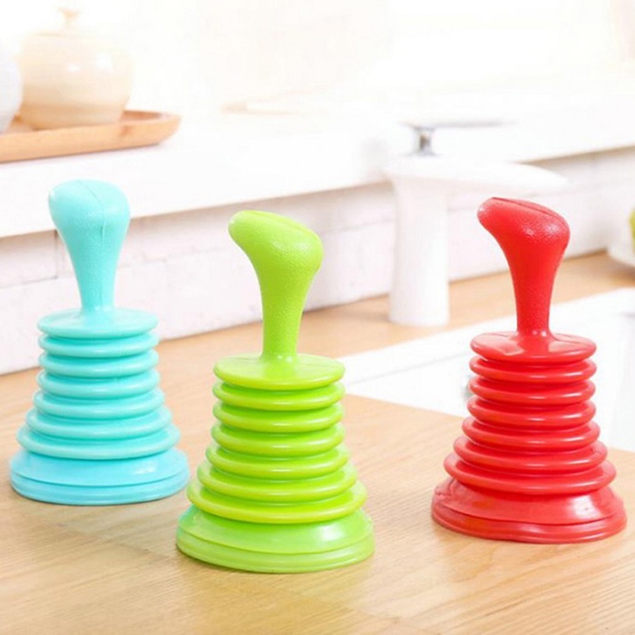 Handy Drain Cleaning Pump - Plastic & Silicone, 10.5 X 10.5 X 18 Cm | Ideal For Kitchen Use, Lightweight Design, Random Shade Options