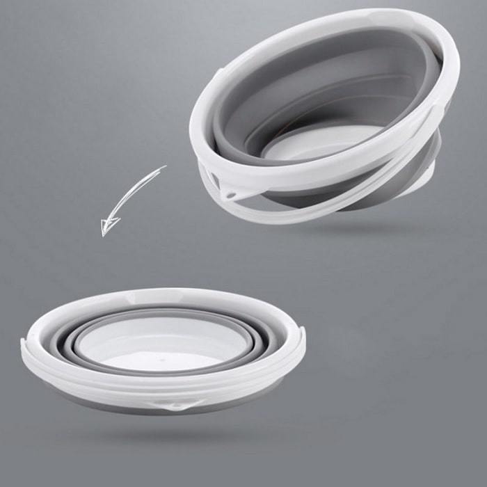 Folding Bucket - Plastic + Silicone, 33 X 33 X 25 Cm Open Size, Random Color, Ideal For Bathroom Use