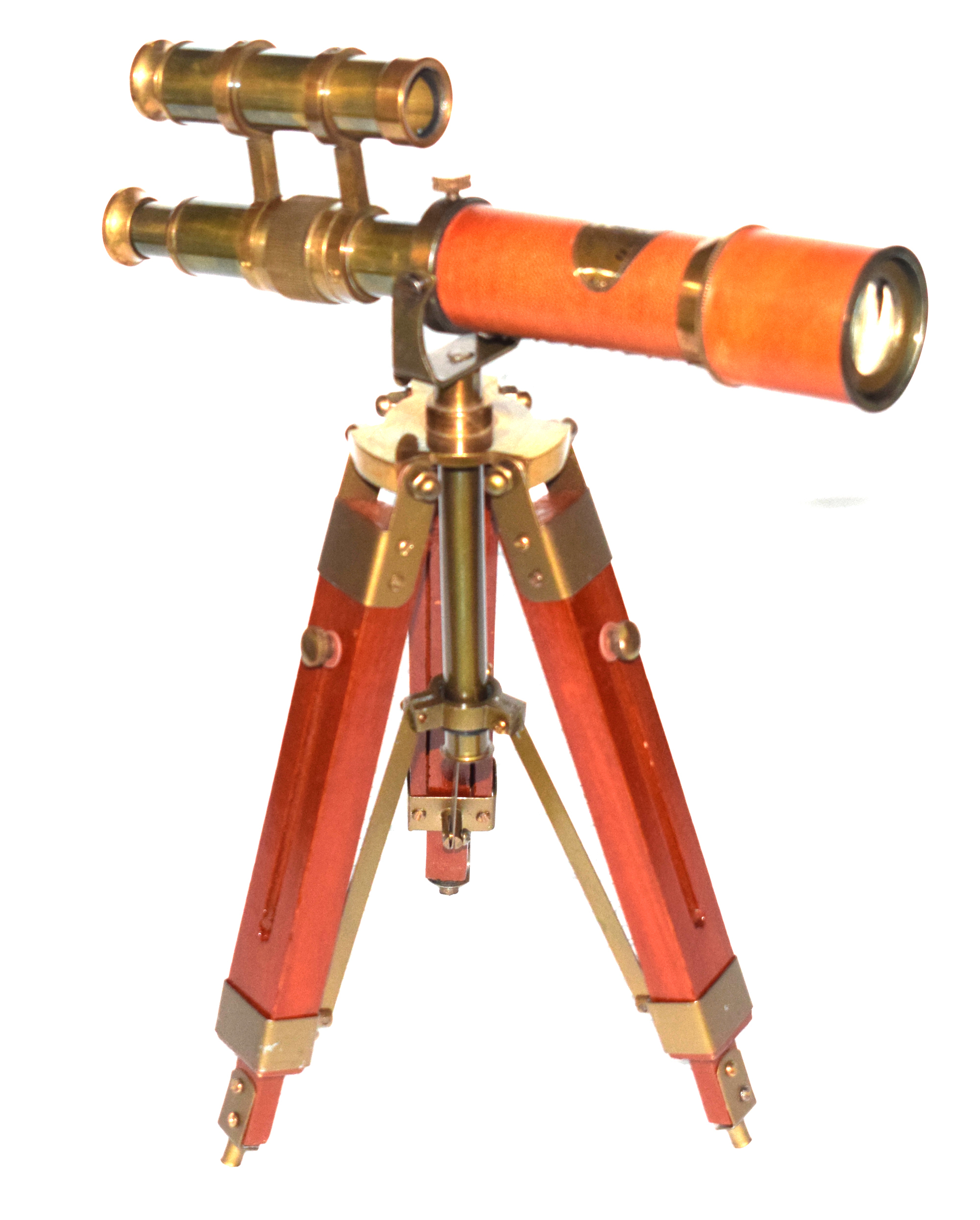 Brass Nautical Telescope - Antique Finish, 30 Cm Length, 41 Cm Stand Height | Handmade Wooden Stand, Vintage Working Design