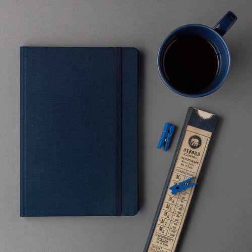 Features Include An Integrated Ribbon Bookmark Comma Weave - A5 Size - Hard Bound Notebook (Navy Blue)