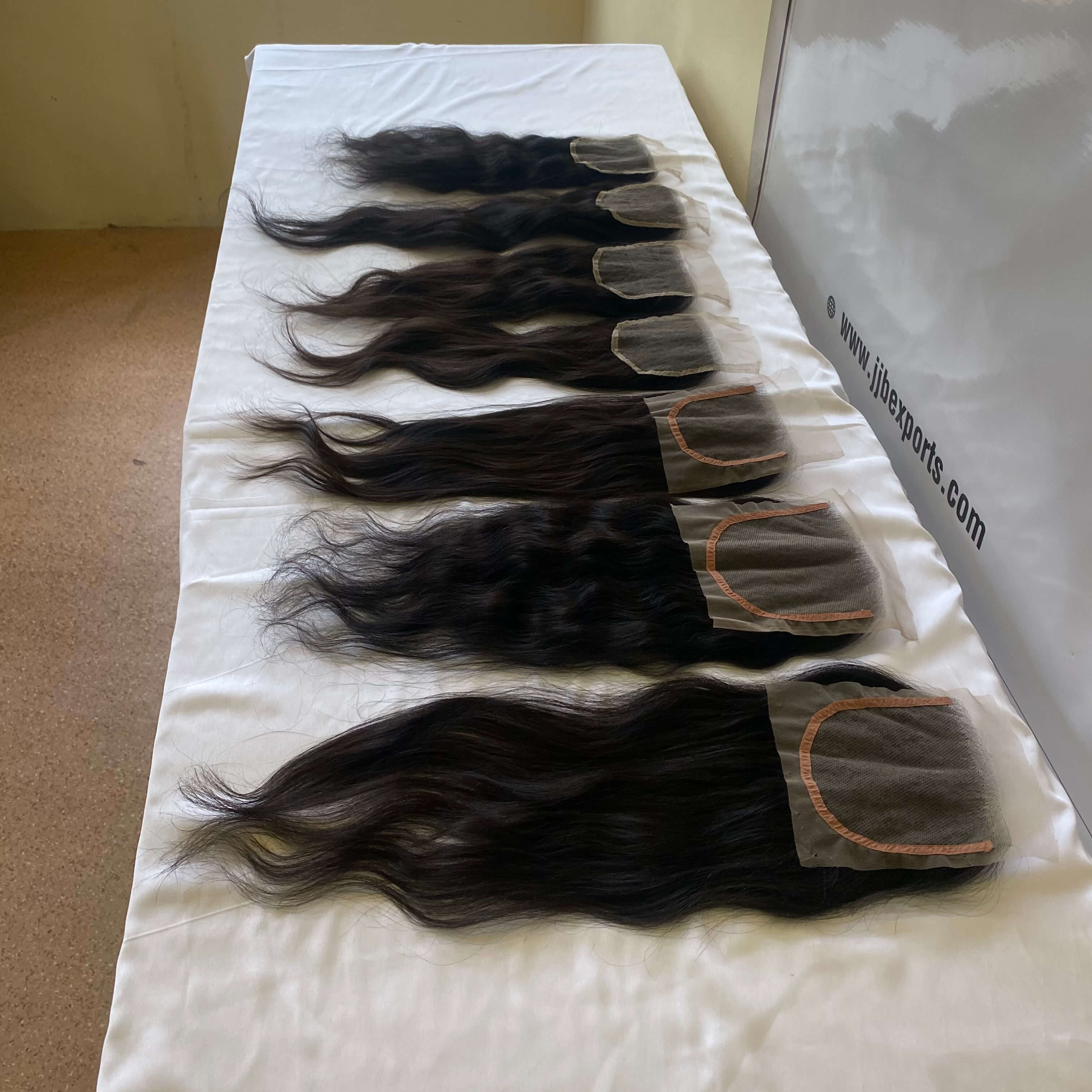 Thin Lace Clousre 4x4 5x5 6x6 Virgin Remy Brazilian Huma Hair With Weft Bundle - Color: Natural Black