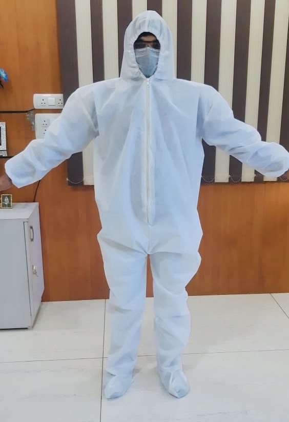 Non Woven Coverall Suit - 72 Inch X 61 Inch | Disposable, Waterproof, Shrink Resistant, Elastic Cuff, Front Zipper, Attached Hood, And Shoes Cover
