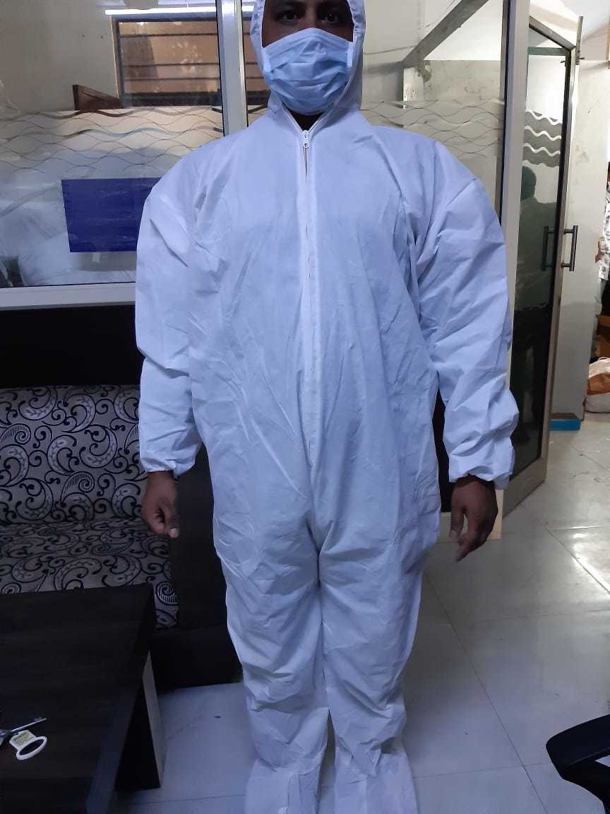 Non Woven Coverall Suit - 72 Inch X 61 Inch | Disposable, Waterproof, Shrink Resistant, Elastic Cuff, Front Zipper, Attached Hood, And Shoes Cover