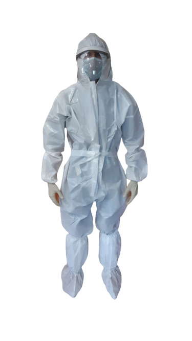 Non Woven Coverall Suit - 72 Inch X 61 Inch | Disposable, Waterproof, Shrink Resistant, Elastic Cuff, Front Zipper, Attached Hood, And Shoes Cover