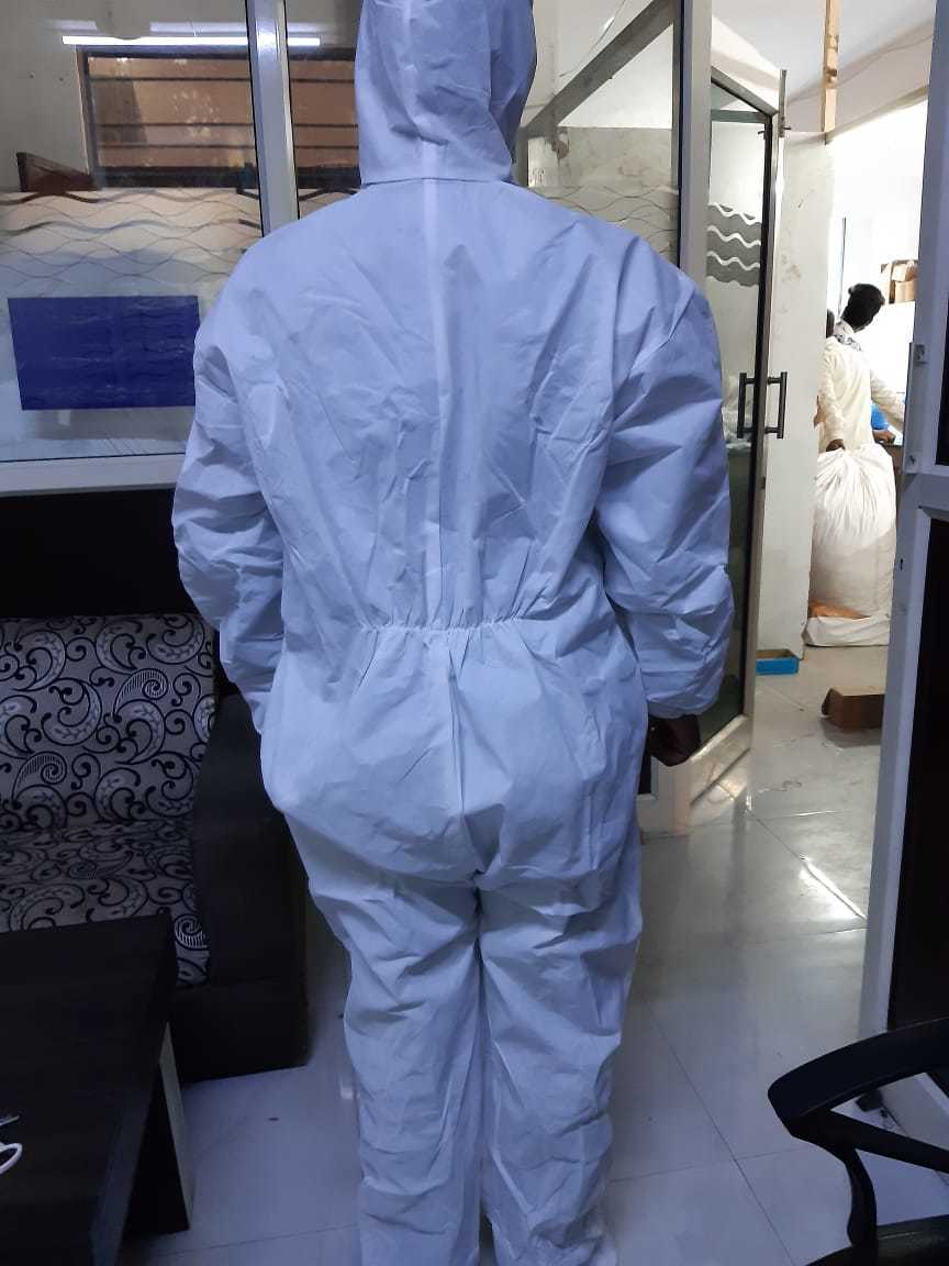 Non Woven Coverall Suit - 72 Inch X 61 Inch | Disposable, Waterproof, Shrink Resistant, Elastic Cuff, Front Zipper, Attached Hood, And Shoes Cover