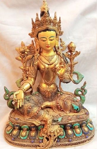 Multi Colors Green Tara Statue