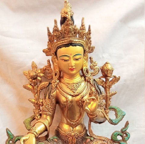 Multi Colors Green Tara Statue