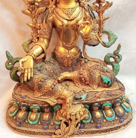 Multi Colors Green Tara Statue
