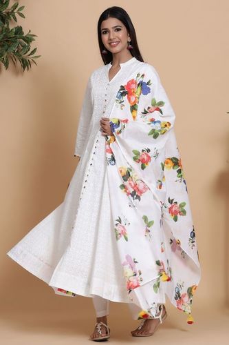 Cotton Kurta And Plazo With Dupatta