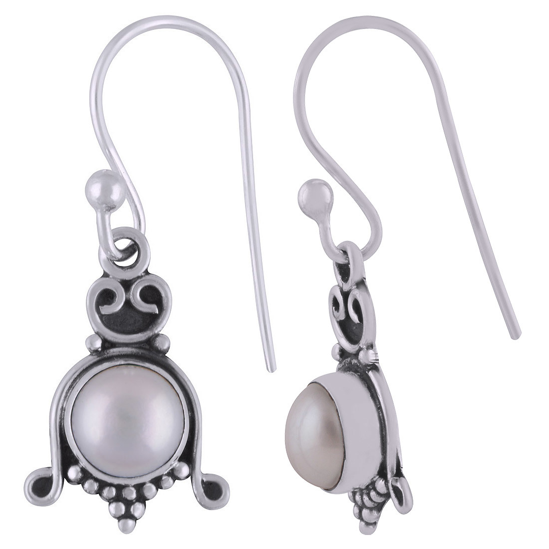 Pearl Natural Gemstone - 28mm Length X 11mm Width 925 Sterling Silver Dangle Earrings For Women
