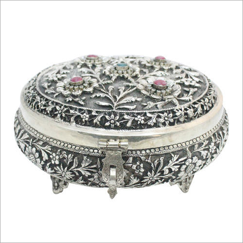 Silver Round Jewellery Box