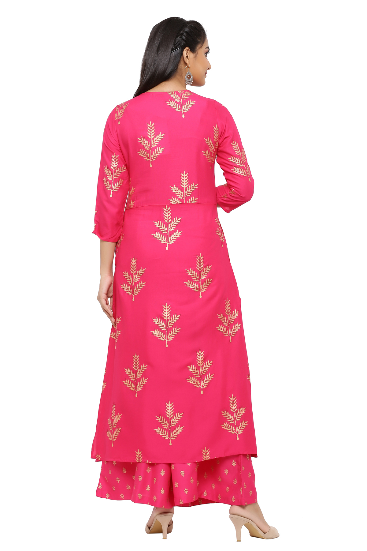 Pink Kurta And Straight Palazzo Set