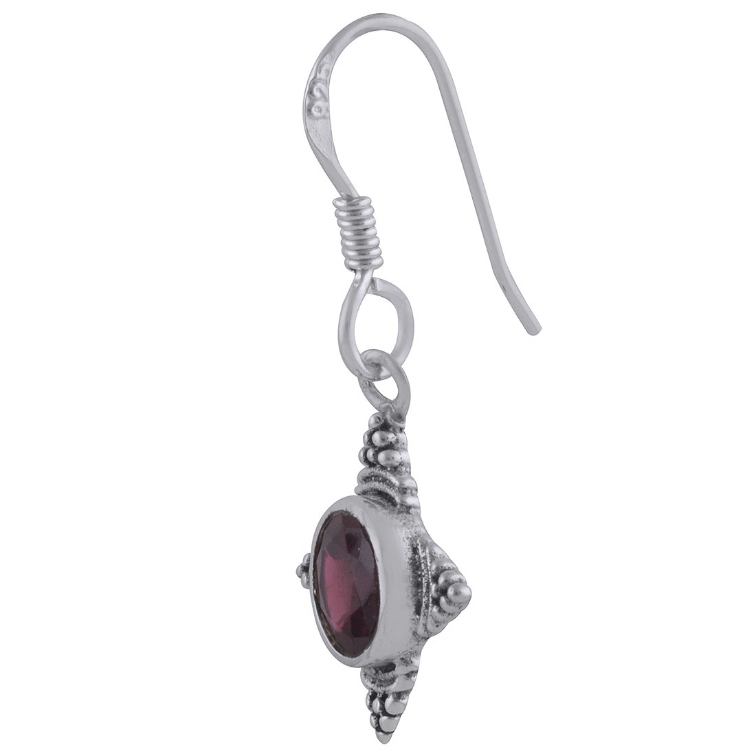 Garnet Natural Gemstone Dangle Earrings - 925 Sterling Silver 30mm Length X 14mm Width Handmade With Round Cut Stone Weighing 2.60 Grams