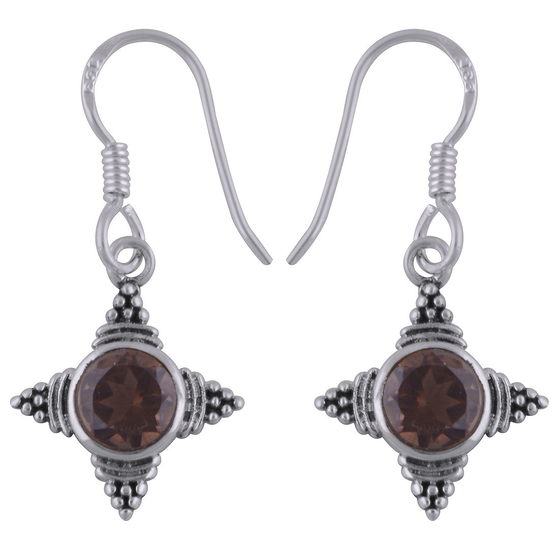 Garnet Natural Gemstone Dangle Earrings - 925 Sterling Silver 30mm Length X 14mm Width Handmade With Round Cut Stone Weighing 2.60 Grams
