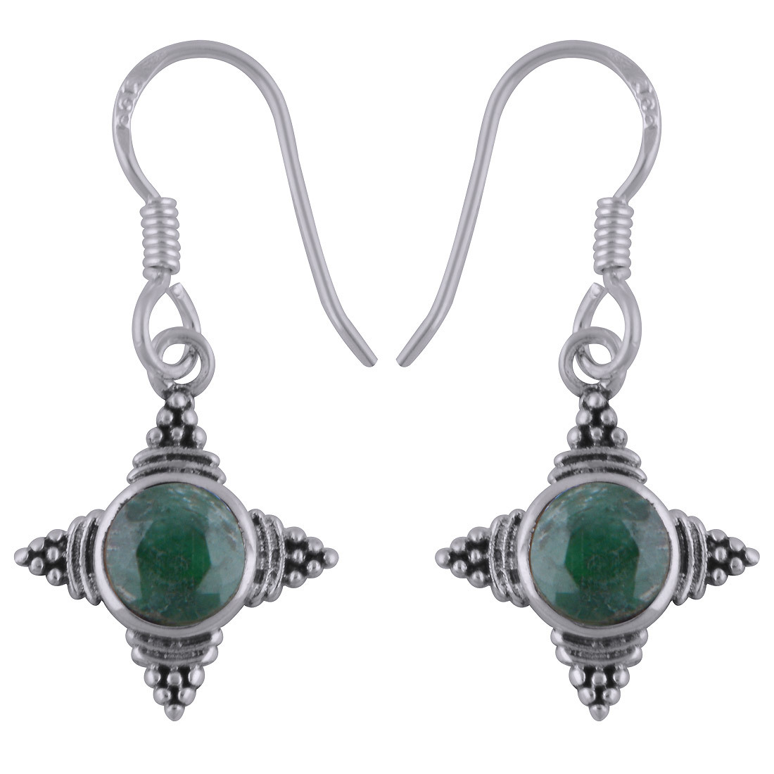 Garnet Natural Gemstone Dangle Earrings - 925 Sterling Silver 30mm Length X 14mm Width Handmade With Round Cut Stone Weighing 2.60 Grams