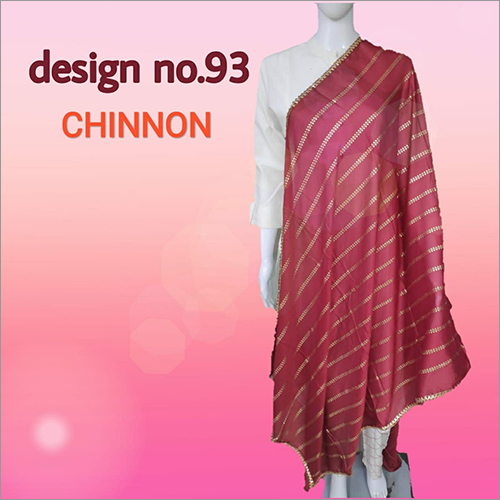 Ladies Chinon Dupatta - Leather Work 2.25MTR, 12 Colors, Fancy Lace Edges - All Season Ethnic Fashion, Washable, Elegant Style