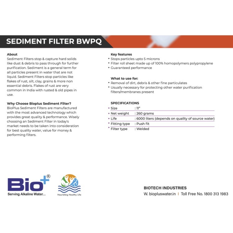 Sediment Filter - 100% Homopolymers Polypropylene, 11 Size | Stops Particles Up To 5 Microns, Guaranteed Performance