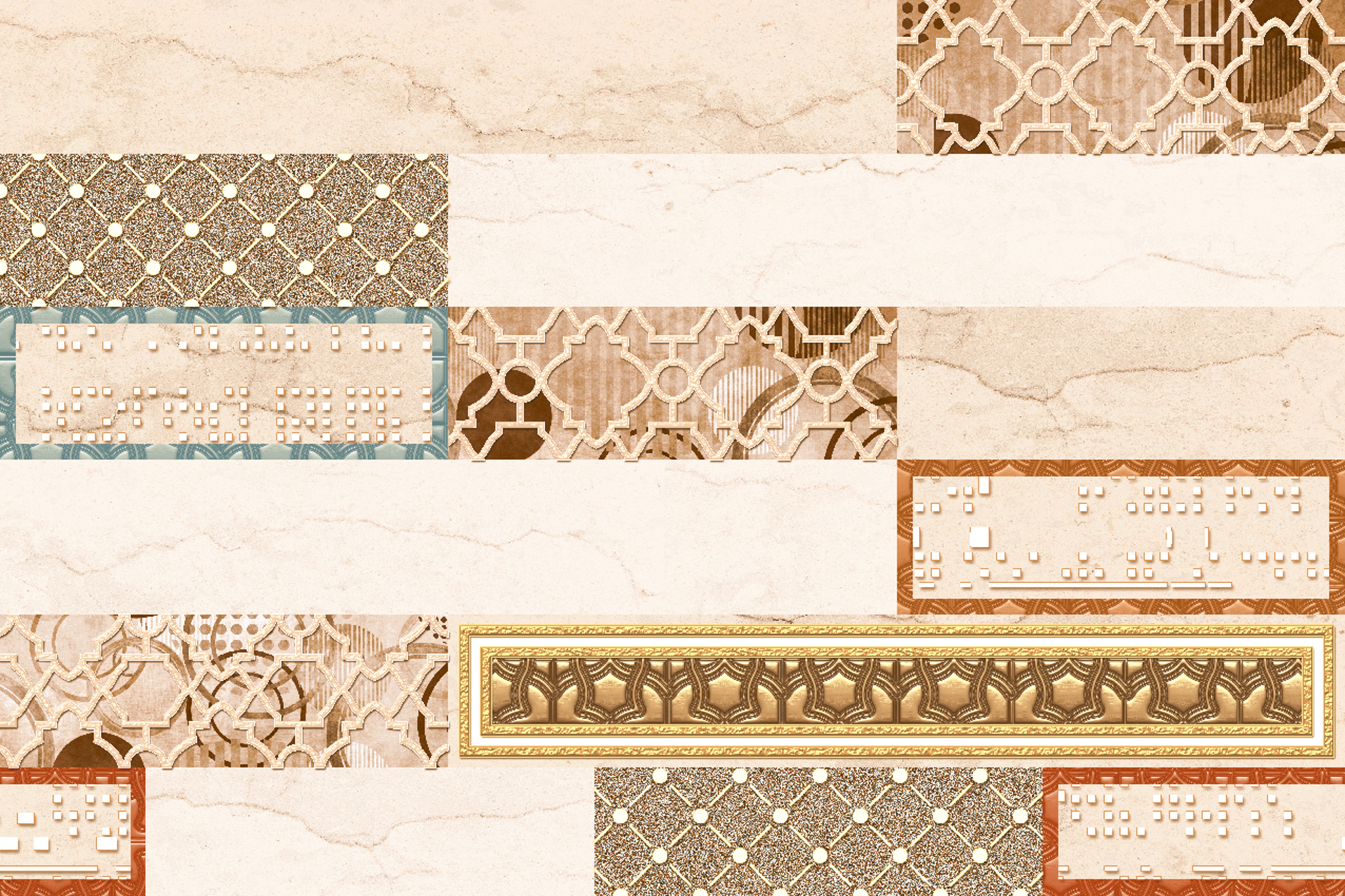 Glossy Ceramic Wall Tiles - 300x450mm, 9mm Thickness | Acid-resistant, Antibacterial, Non-slip Finish In Beige, Blues, And Browns