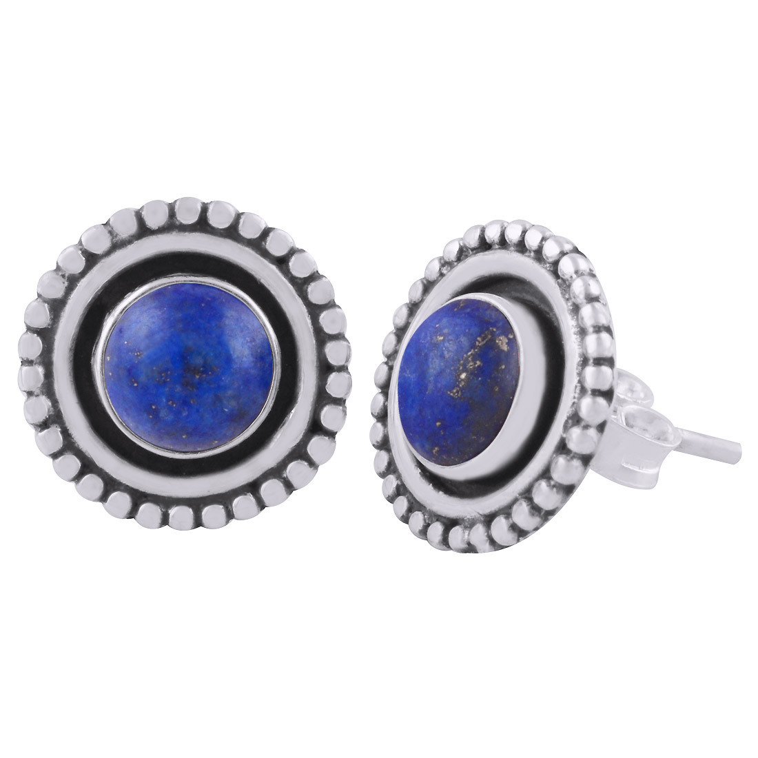 Green Onyx Natural Gemstone 925 Sterling Solid Silver Round Cabochon Stone Handmade Stud Earrings Size: Length: 12 Mm X Width: 12 Mm