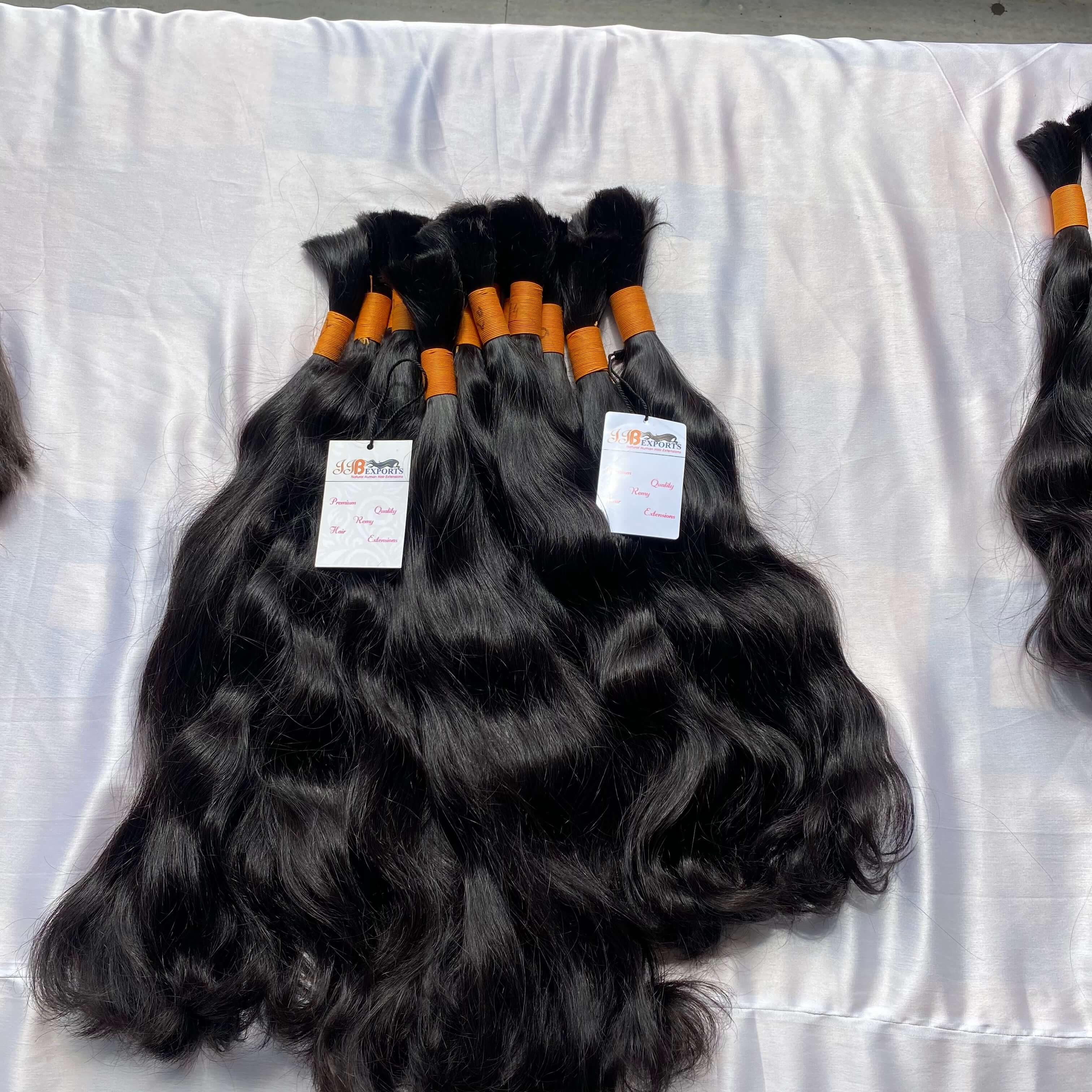 Best Quality Indian Unprocessed Raw Virgin Remy Human Bulk Hair - Color: Natural Black