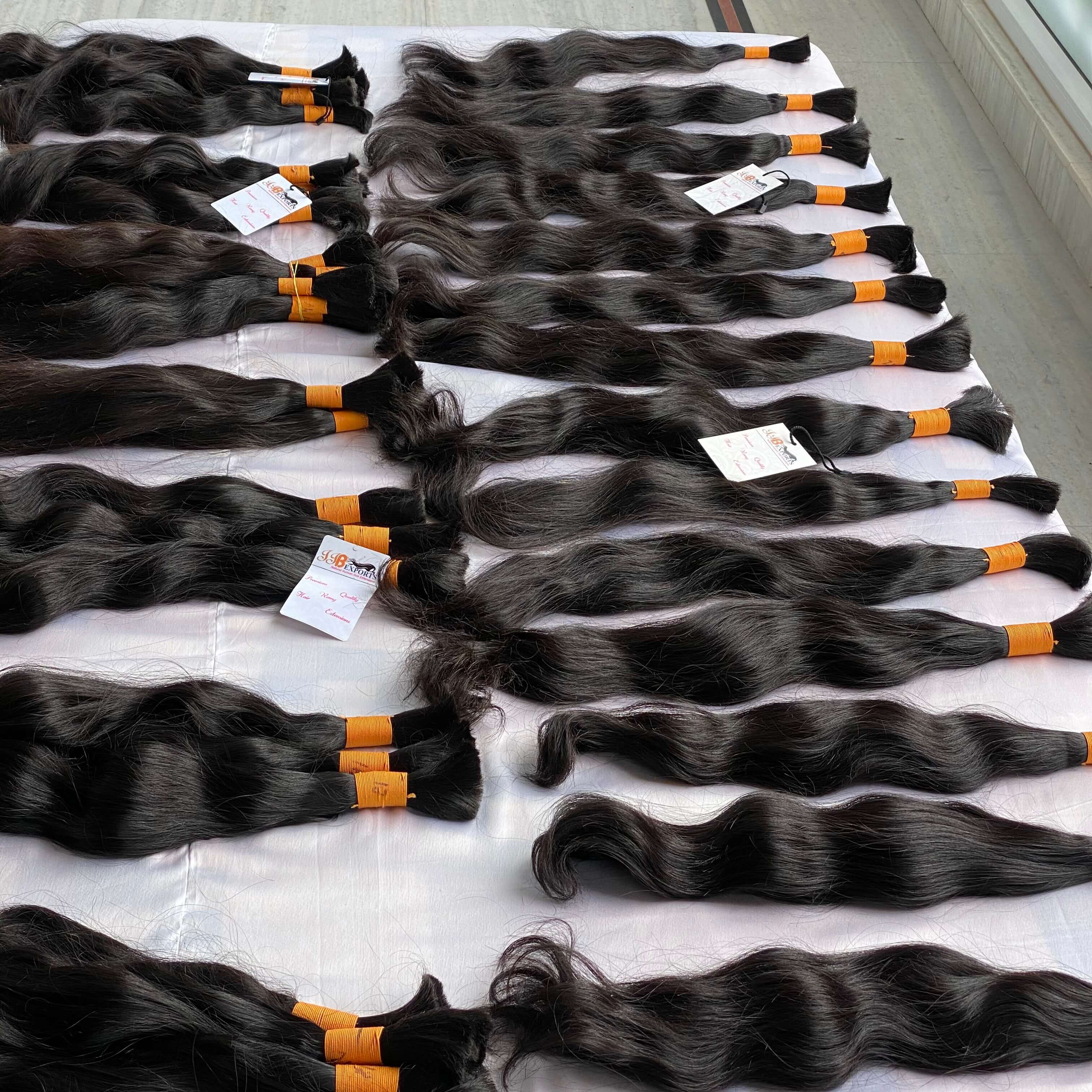 Best Quality Indian Unprocessed Raw Virgin Remy Human Bulk Hair - Color: Natural Black