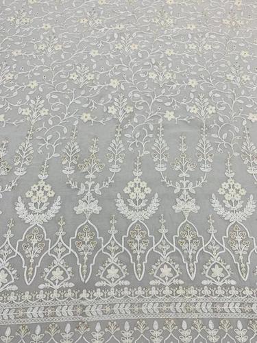 Embroidery Viscose Georgete Fabric - Dyable Viscose Georgette, Embroidered Texture, Soft Handfeel, Washable, Available in Various Colors, Custom Lengths