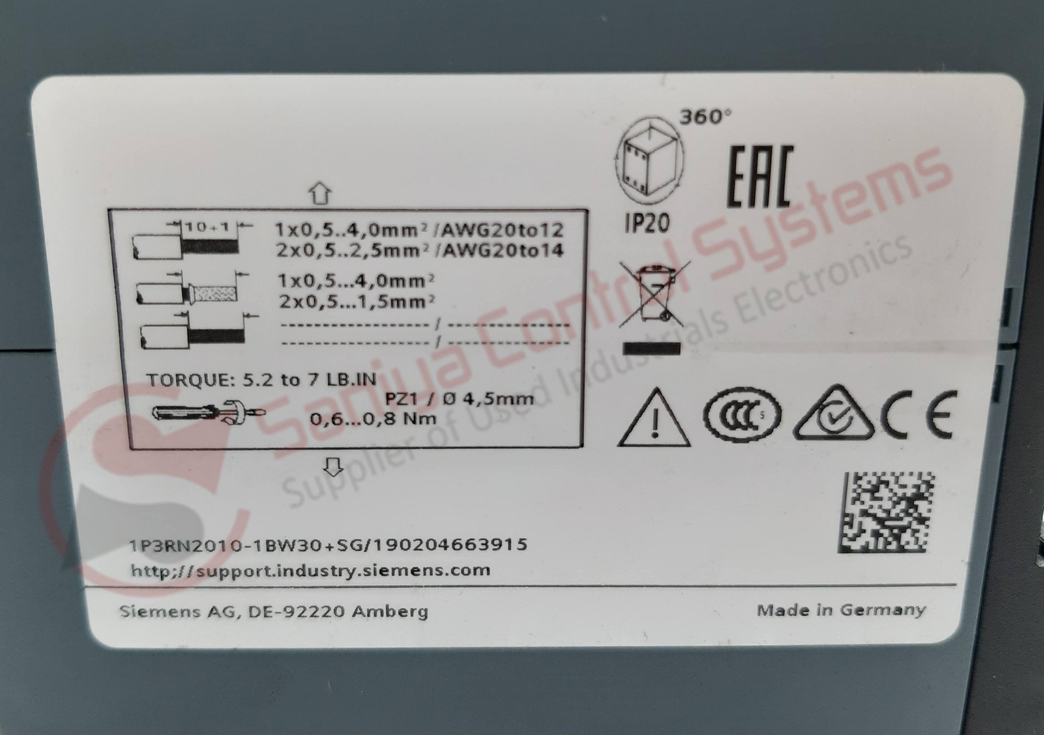Grey Siemens 3rn2010-1bw30 Motor Starter Control
