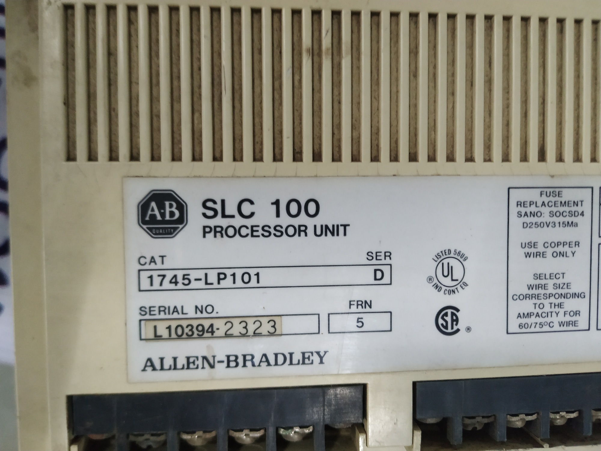 Allen-bradley Programmable Controller 1745-lp101