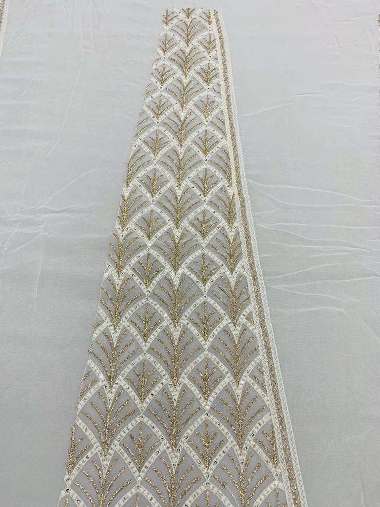 Embroidery Viscose Georgete Fabric - Dyable Big Penna Fabric, Exceptionally Soft, Washable | Ideal For Lehenga Concepts, Embroidered Design