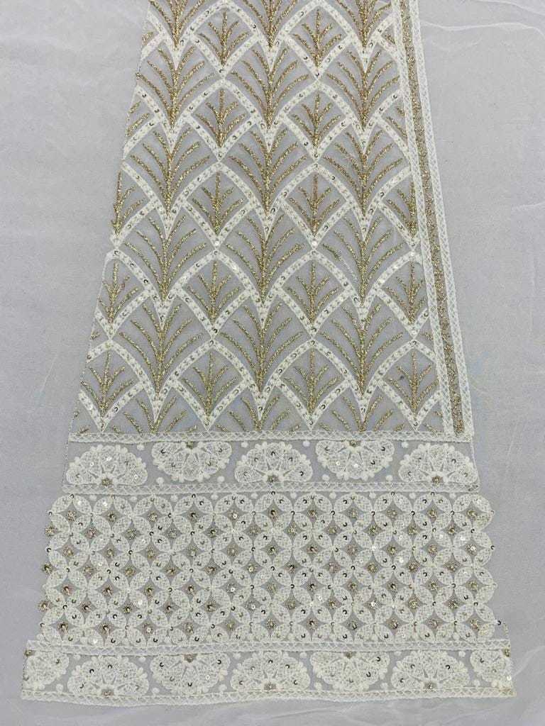 Embroidery Viscose Georgete Fabric - Dyable Big Penna Fabric, Exceptionally Soft, Washable | Ideal For Lehenga Concepts, Embroidered Design