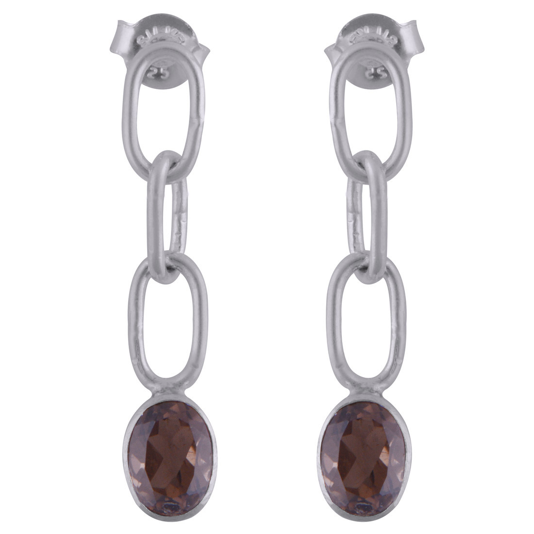 Garnet Natural Gemstone 925 Sterling Solid Silver Oval Cut Stone Handmade Stud Earrings Size: Length: 34 Mm X Width: 7 Mm