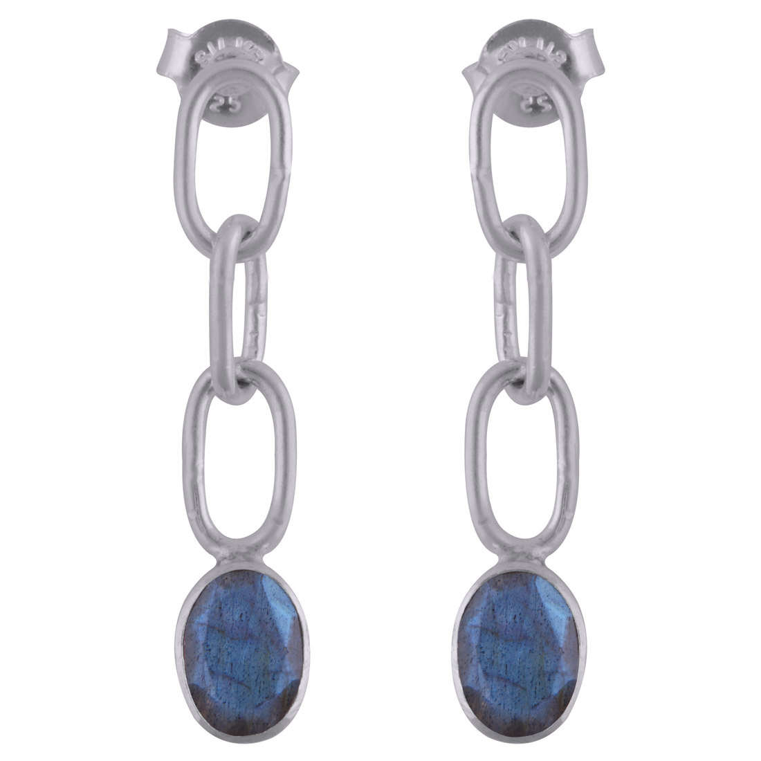 Garnet Natural Gemstone 925 Sterling Solid Silver Oval Cut Stone Handmade Stud Earrings Size: Length: 34 Mm X Width: 7 Mm