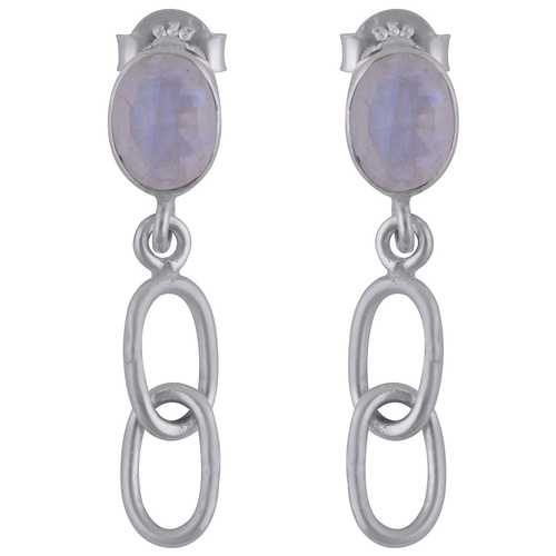 Rainbow Natural Gemstone 925 Sterling Solid Silver Oval Cut Stone Handmade Stud Earrings Size: Length: 31 Mm X Width: 7 Mm