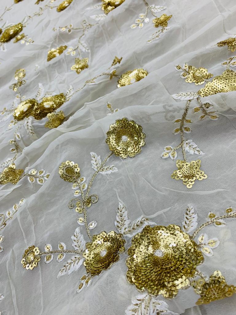 Washable Embroidery Viscose Georgette Fabric