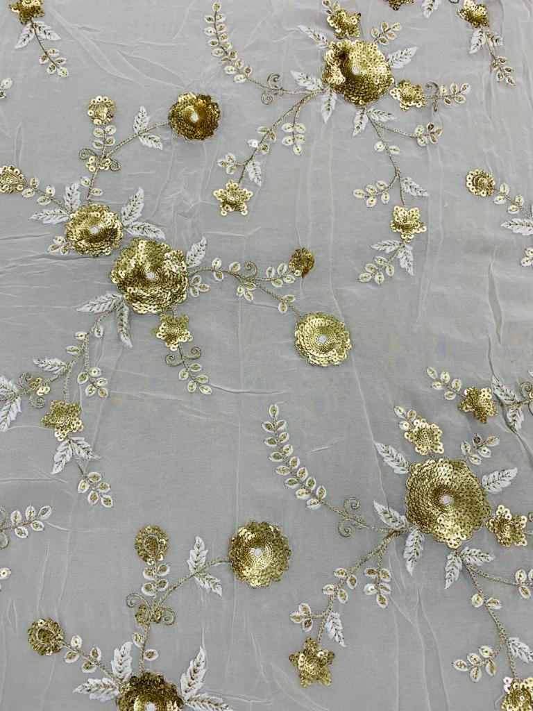 Washable Embroidery Viscose Georgette Fabric