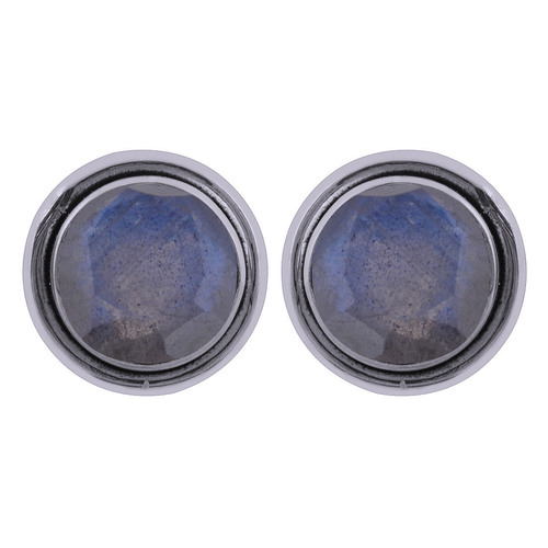 Labradorite Natural Gemstone 925 Sterling Solid Silver Round Cut Stone Handmade Stud Earrings Size: Length: 11 Mm X Width: 11 Mm