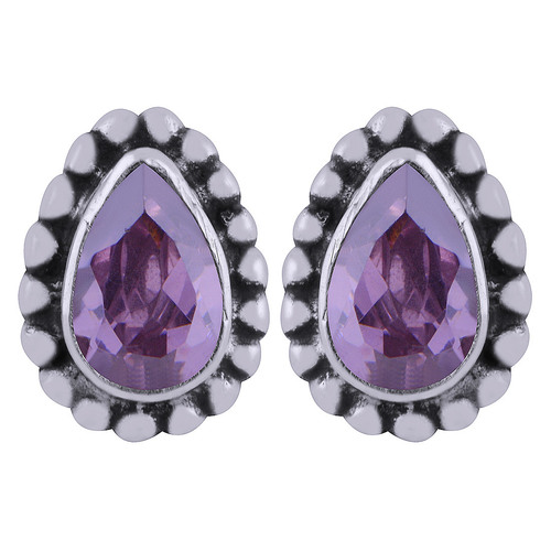 Amethyst Natural Gemstone 925 Sterling Solid Silver Pear Cut Stone Handmade Stud Earrings Size: Length: 12 Mm X Width: 9 Mm