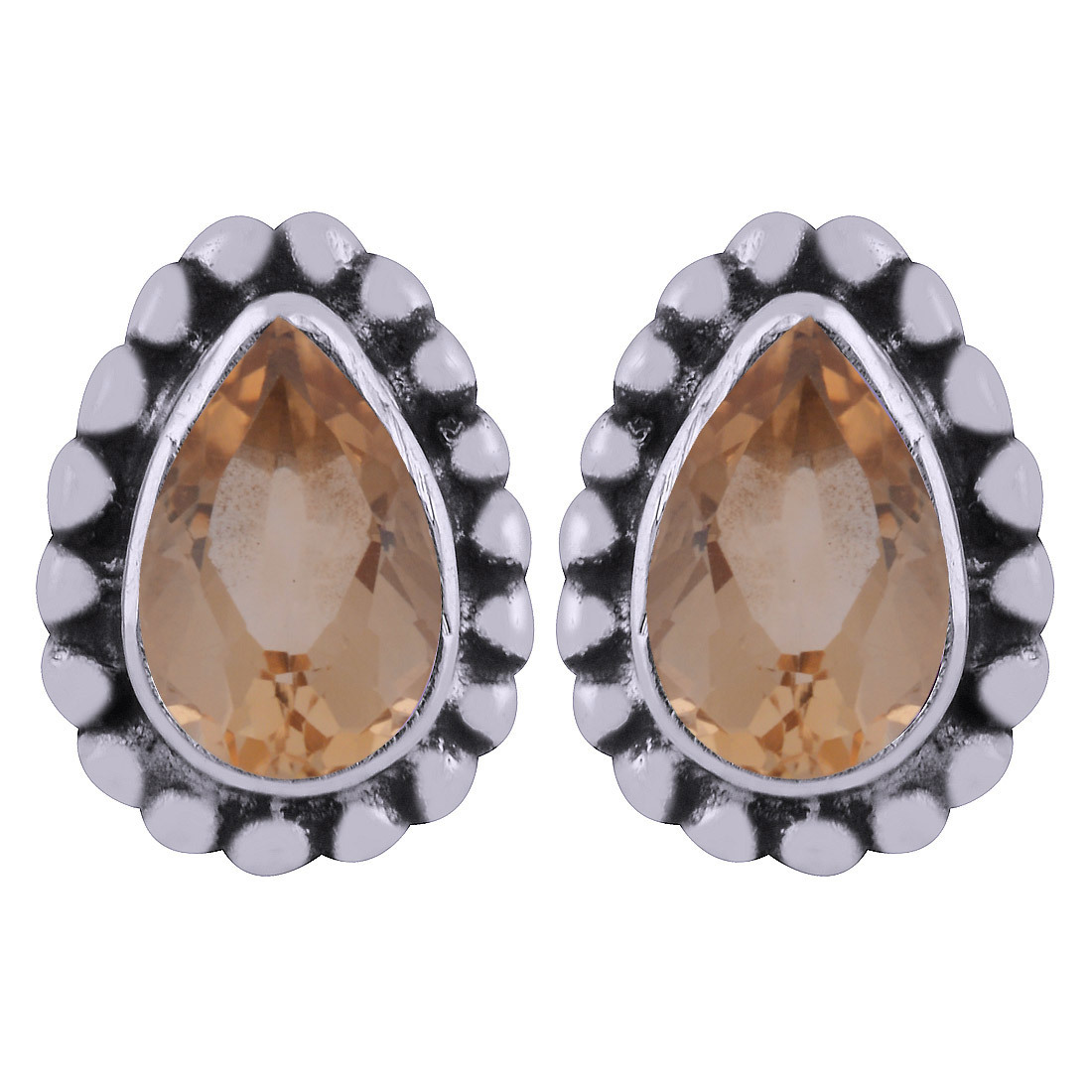 Amethyst Natural Gemstone 925 Sterling Solid Silver Pear Cut Stone Handmade Stud Earrings Size: Length: 12 Mm X Width: 9 Mm