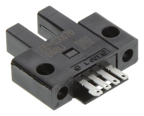Omron Sensor EE-SX670 - Infrared Through-Beam Shape Straight Sensing 2mm , PBT Housing Material, NPN Output, 5-24V Power Supply