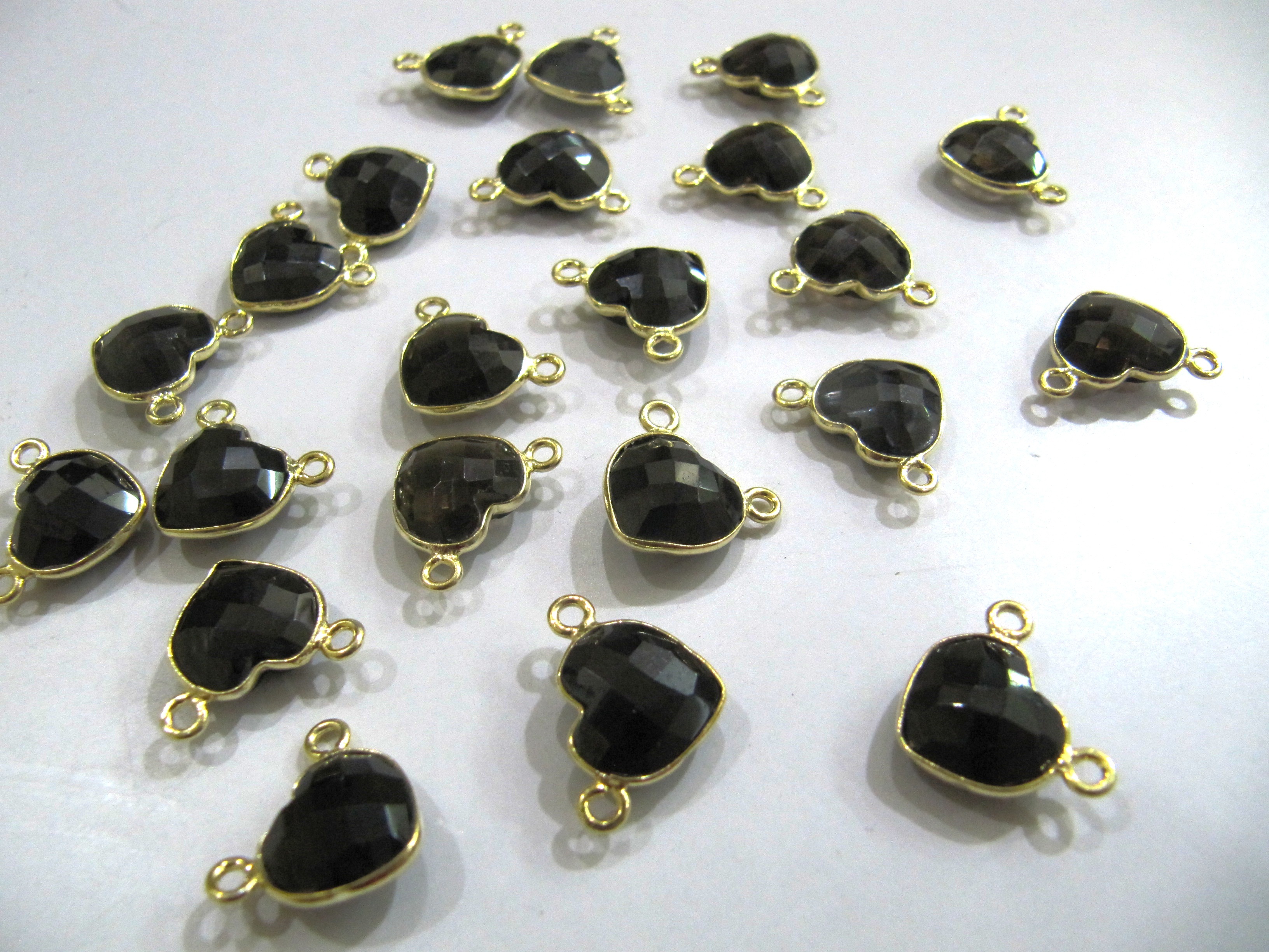 Natural Gemstone Cushion Square Shape Single Loop Bezel Connectors Gold Plated 10mm