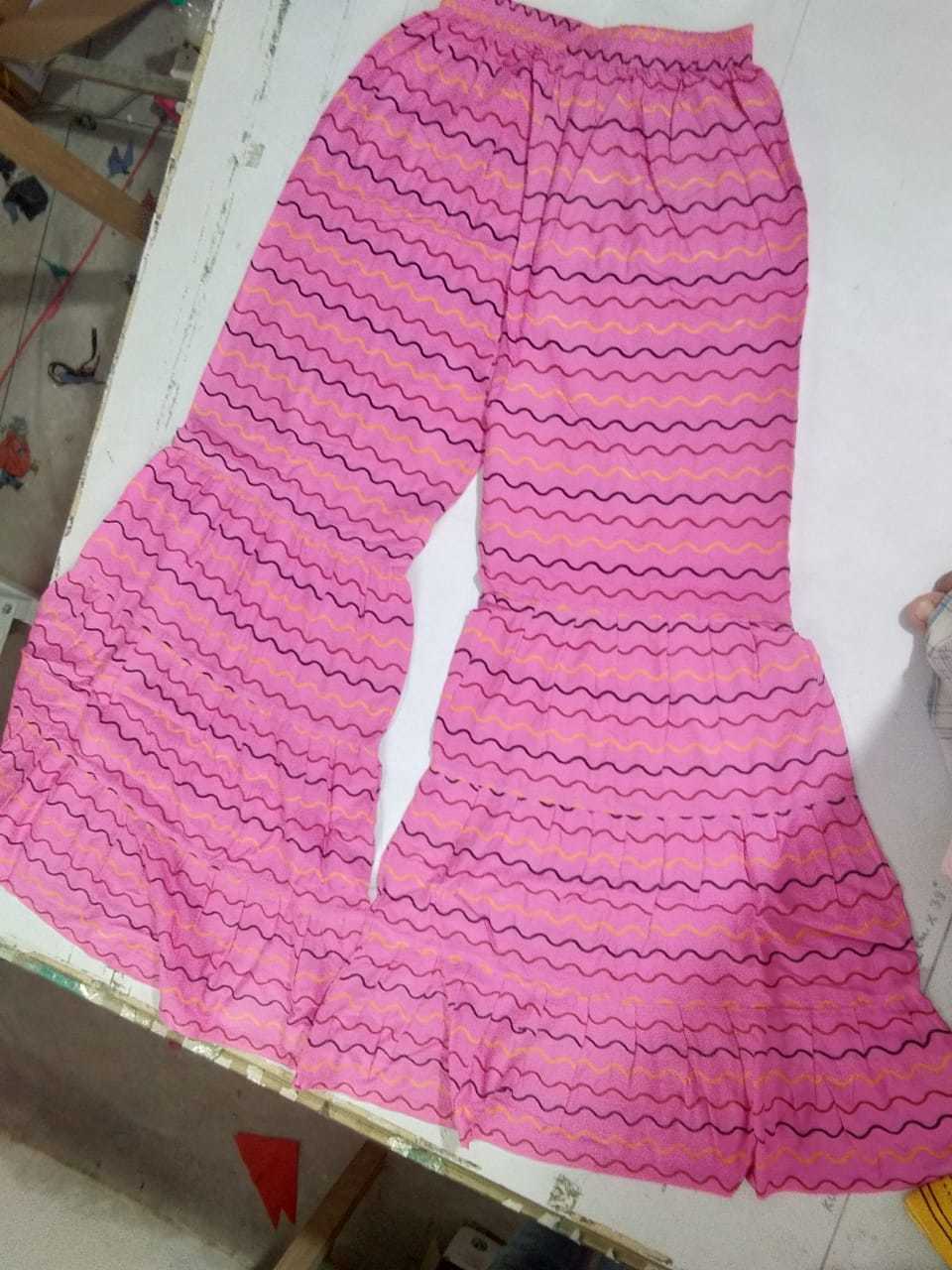Rayon Sharara - Rayon, Customized To Xxxl Size, Pink Color, Striped Pattern, All-season Wear, Washable, Traditional Dress Type - Printed Design