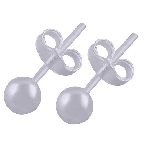 Round Ball Plain 925 Sterling Solid Silver Stud Earrings - 3x3 mm Size, Unisex Design, Lightweight 0.40 Grams