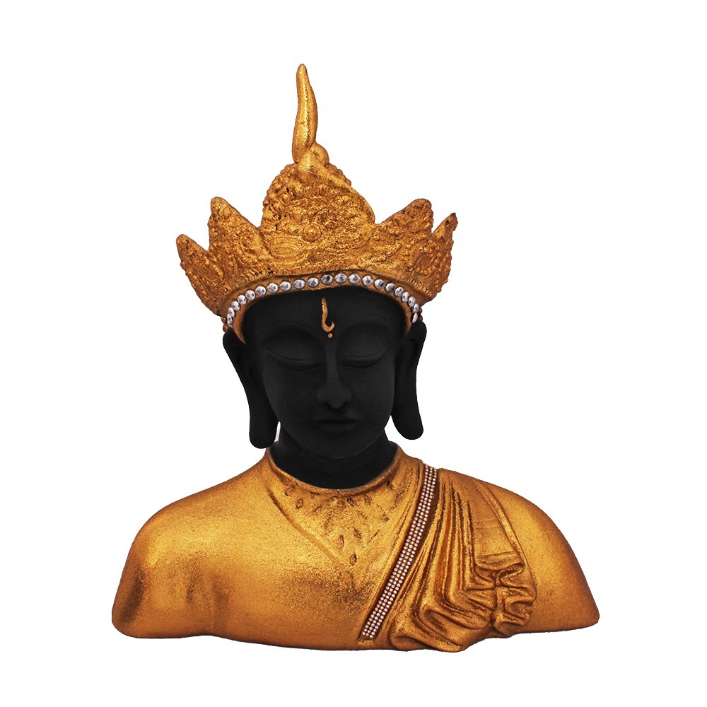 Buddha Head Statue With Golden Crown - Polyresin, Multisize, Multi Color | Premium Quality, Elegant Design, Zero Maintenance, Perfect For Gifts