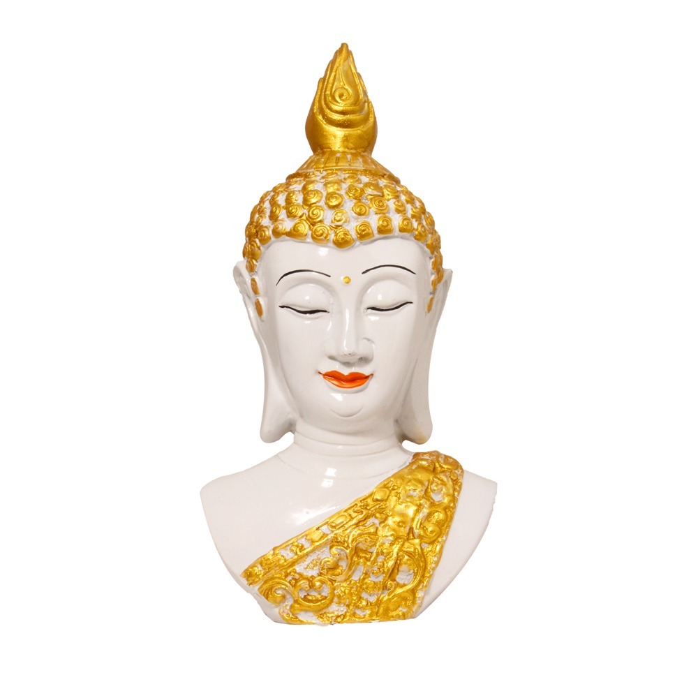 Buddha Head Statue With Golden Crown - Polyresin, Multisize, Multi Color | Premium Quality, Elegant Design, Zero Maintenance, Perfect For Gifts