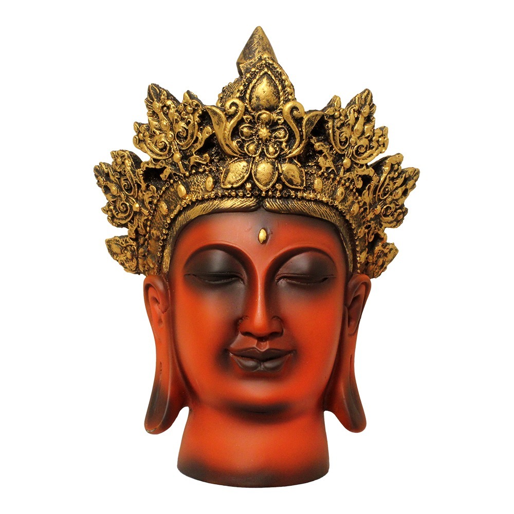 Buddha Head Statue With Golden Crown - Polyresin, Multisize, Multi Color | Premium Quality, Elegant Design, Zero Maintenance, Perfect For Gifts